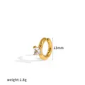 Polsino per orecchio minimalista in acciaio inossidabile dorato con zircone bianco - Stile Strass Quadrato (TE60834) / Pezzo Singolo (Non un Paio) / Oro