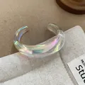Élégant bracelet manchette ondulé en acrylique iridescent avec un dégradé coloré vif - N°65 Iridescent Rond
