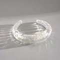 Bracelet jonc ouvert en acrylique iridescent avec design ondulé et finition premium - Plis Géométriques (71#) / Couleur AB