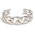 Elegant bold chunky silver teardrop link cuff bracelet made of polished stainless steel - Teardrop Hollow Out Bracelet / Steel