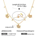 Detailed view of gold stainless steel rhinestone cat pendant necklace with measurements - Cat Head Style (JDN0211155)