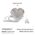 Detail view of heart locket ring with dimensions 1.83x2.0cm and weight 3.5g. - Heart Locket Style (YYR026094-P) / Steel