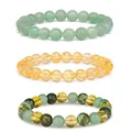 Set aus drei natürlichen Citrin- und afrikanischen Türkis-Perlenarmbändern für Reichtum - Citrin Aventurin Afrikanischer Türkis 3-Lagen-Set (款式-1)