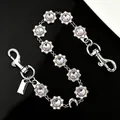 Close-up of luxury flower chain with purple crystals and silver metal clasps - Luxury Floral Style (3426) / Antique Silver