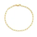 Minimalist 14K gold plated paperclip link chain bracelet for women with lobster clasp - Gold Round Disc Paperclip Style