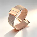 Premium roségouden roestvrijstalen Milanese horlogeband met veilige vouwsluiting sluiting - 42-22 Horloge Connector Paar (Zonder Band) / Roségoud