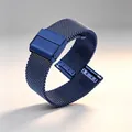 Blauwe Milanese horlogeband van roestvrij staal gaas met verstelbare metalen gesp - 42-22 Horloge Connector Paar (Zonder Band) / Inktblauw