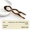 Épingle à cheveux élégante en U en acrylique avec motif léopard café pour chignons - Pic à Cheveux Poisson Géométrique - Léopard Café