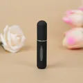Portable 5ml matte black refillable perfume atomizer bottle with bottom-fill system - Night Black (Sharp Window)