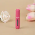Portable 5ml refillable perfume atomizer spray bottle with matte pink finish and window - China Red (Sharp Window)