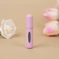 Portable 5ml pink refillable perfume atomizer spray bottle with soft matte finish - Fairy Pink (Sharp Window)