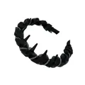 Elegant black pleated wavy scrunchie headband with non-slip teeth for women's hair - Rhinestone Decor Wave Style