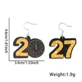 Orecchini Capodanno 2027 con glitter nero oro con quadrante orologio e gancio - Stile Orologio di Capodanno 2027 (Modello 2027)