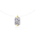 Minimalist radiant cut moissanite pendant on invisible fish line necklace in golden finish - 1 Carat Moissanite (Rectangle 5x7mm) / Gold Color (Radiant Cut)