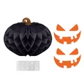 Décoration de citrouille en nid d'abeille noire avec autocollants orange et pastilles adhésives - Citrouille Noire (Y-00464-2)