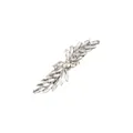 Detail of a sparkling rhinestone hair clip with leaf-shaped crystals on silver alloy - Silver