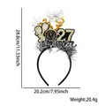 New Year party headband with silver tinsel and gold glitter 2025 details - Clock 2027 Style / One Size