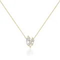 Minimalist gold plated chain necklace featuring a sparkling marquise-cut zircon cluster pendant - Marquise Cut Three-Stone Necklace