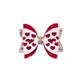 Valentinstag Glitzer Herz Schleife Haarklammer mit dreilagigem Design in Rot-Weiß - Herz-Ausschnitt 3-Lagen Schleife Stil (MC6566 Haarklammer) / Rot-Weiß-Gold