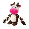 Squeaky plush cow toy for dogs featuring durable cotton rope limbs for interactive tug play - Cow