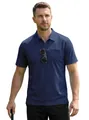 Détail du polo bleu marine respirant pour hommes avec poche de poitrine pour l'été - Bleu marine