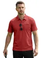 Polo à manches courtes rouge pour homme avec poche de poitrine et tissu en maille - Bordeaux