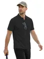 Classic black men's short sleeve polo shirt with chest pocket and breathable fabric - S / Black