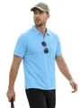 Men's light blue short sleeve polo shirt with chest pocket for casual summer sports. - S / Sky Blue