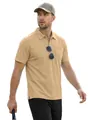 Men's breathable short-sleeved khaki Polo shirt with chest pocket for casual sports wear - S / Khaki