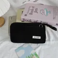 Minimalist black corduroy pencil case with a textured large capacity design. - 19*5*12cm / Black