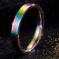 Elegante minimalistische roestvrijstalen regenboog ring smalle band met hoogglans afwerking - Maat 7 / Binnen Gebogen Vlak Oppervlak Spiegel / 4mm Breedte / Kleurrijk