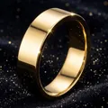 Anello a fascia semplice minimalista in acciaio inossidabile con finitura oro lucido - Taglia 7 / Superficie Piana Specchio / 6mm di Larghezza / Oro