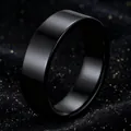 Anello minimalista in acciaio inossidabile nero lucido con finitura brillante - Taglia 7 / Superficie Piana Specchio / 6mm di Larghezza / Nero