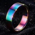 Gladde iriserende regenboog titanium stalen ringband met een hooggepolijste afwerking - Maat 7 / Vlak Oppervlak Spiegel / 6mm Breedte / Kleurrijk