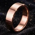 Elegante gepolijste roségouden ring van titaniumstaal voor dames, minimalistisch - Maat 7 / Vlak Oppervlak Spiegel / 6mm Breedte / Roségoud