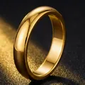 Minimalistischer, polierter, goldfarbener Edelstahl-Ring für Damen, SKU-Variante - Größe 7 / Gold (4mm)