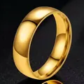 Eleganter minimalistischer Gold-Titanstahl-Bandring mit hochpolierter Oberfläche für Damen - Größe 5 / Gewölbter Stil (27-C-3) / 6mm / Gold