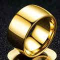 Hochglanzpolierter, minimalistischer, breiter Ring aus Edelstahl in Gold-Finish - Größe 7 / Breit Glatt / 12mm / Gold
