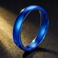 Eleganter minimalistischer blauer Titanstahlring mit hochglanzpolierter Oberfläche - Größe 7 / 4mm Breite / Blau