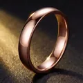 Bague anneau simple en acier inoxydable or rose avec finition polie miroir élégante - Taille 7 / 4mm / Or rose