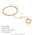 Bracelet en acier inoxydable plaqué or 18 carats avec une bague reliée pour femme - Style Gourmette Circulaire Relié (B0929) / Or