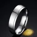 Polierter silberner Titanstahlring mit minimalistischem Rillendesign für Damen und Herren - Größe 7 / 6mm双台阶镜面款 / Silber