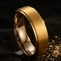 Minimalist gold titanium steel ring with matte brushed finish for men and women - Size 7 / 6mm / Matte Gold