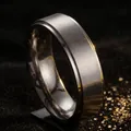 Premium minimalist brushed titanium steel ring featuring a polished inner surface - Size 7 / 6mm / Matte Silver