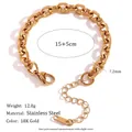 18K vergoldetes Edelstahl-Gliederkette-Armband, 7,2 mm breit, verstellbar 15+5 cm lang - Kreuzschnitt-Kettenarmband / Gold / 15cm+5cm