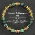 Vue détaillée du bracelet en perles de citrine et malachite pour richesse et succès - Style Succès d'Argent-1 (Money Success-1)