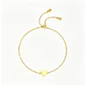 Gold-tone stainless steel heart charm bracelet with adjustable slider clasp for women - Single Heart Style / Gold
