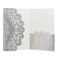 Elegant silver glitter laser-cut wedding invitation card with intricate lace pattern - Silver Glitter