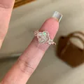 Elegant rose gold four-leaf clover ring with pink mother of pearl and cubic zirconia - Shell Rose Gold Open Ring