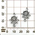 Ciondoli a forma di timone in argento antico per la creazione di gioielli fai-da-te - Connettore a Doppio Foro Timone Argento Antico (7798)